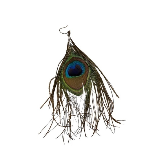 Peacock Feather Earring Blue & Green Approximately 5” Long ONLY ONE EARRING - Picture 8 of 12